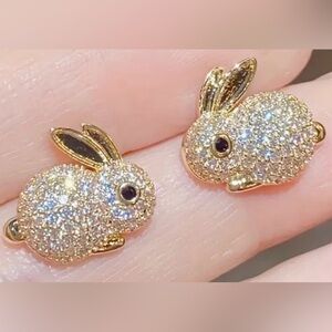 Sparkling Gold and Silver Rabbit Earrings